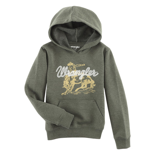 Wrangler Boy's Regular Fit Pullover Hoodie - Olive