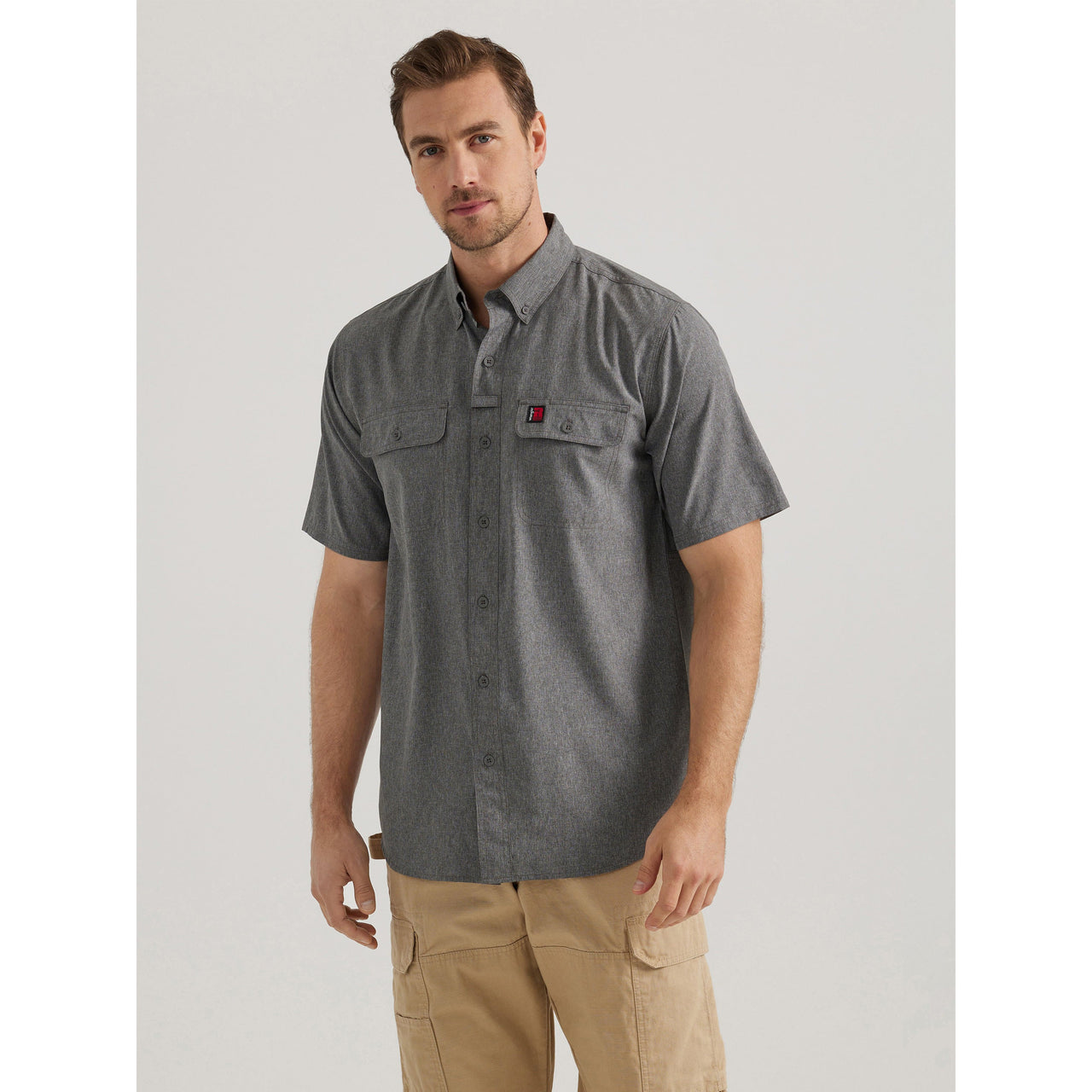 Wrangler Men's Riggs Short Sleeve Work Shirt - Charcoal