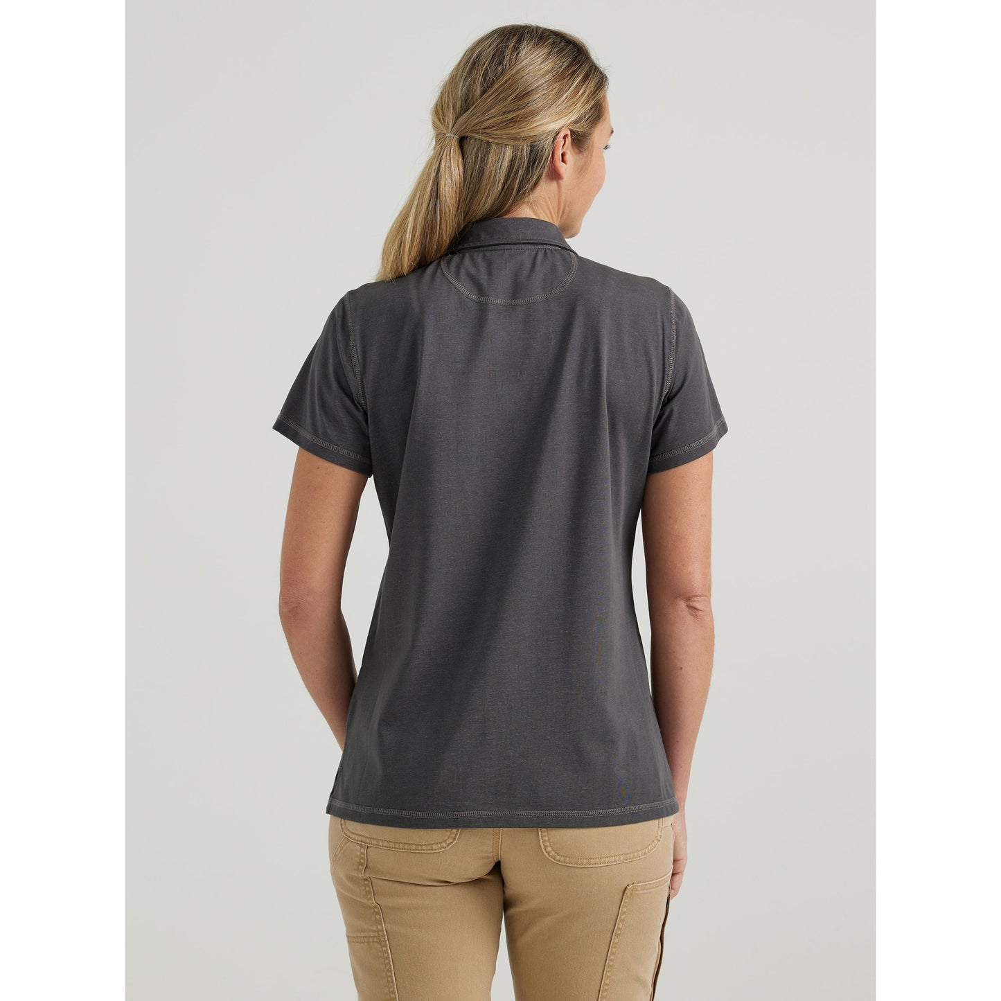 Wrangler Women's Riggs Performance Knit Short Sleeve Polo Shirt - Grey