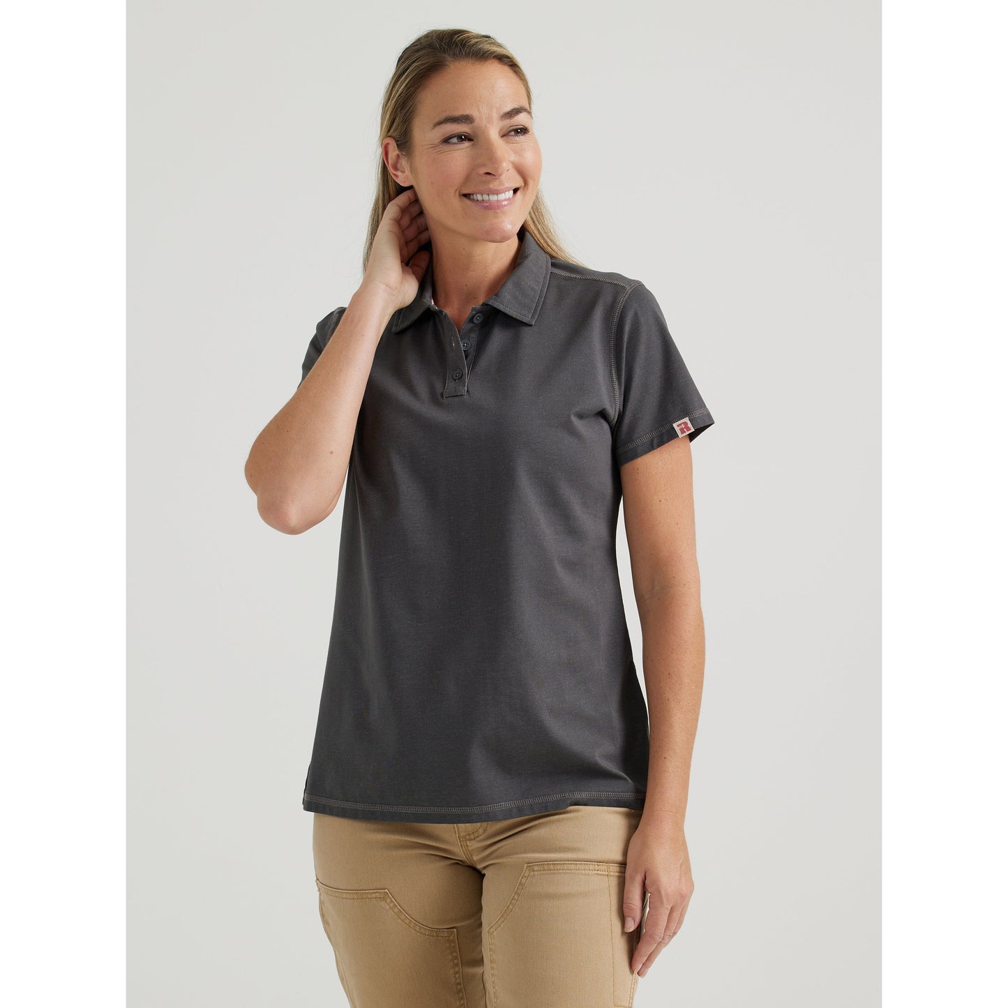 Wrangler Women's Riggs Performance Knit Short Sleeve Polo Shirt - Grey