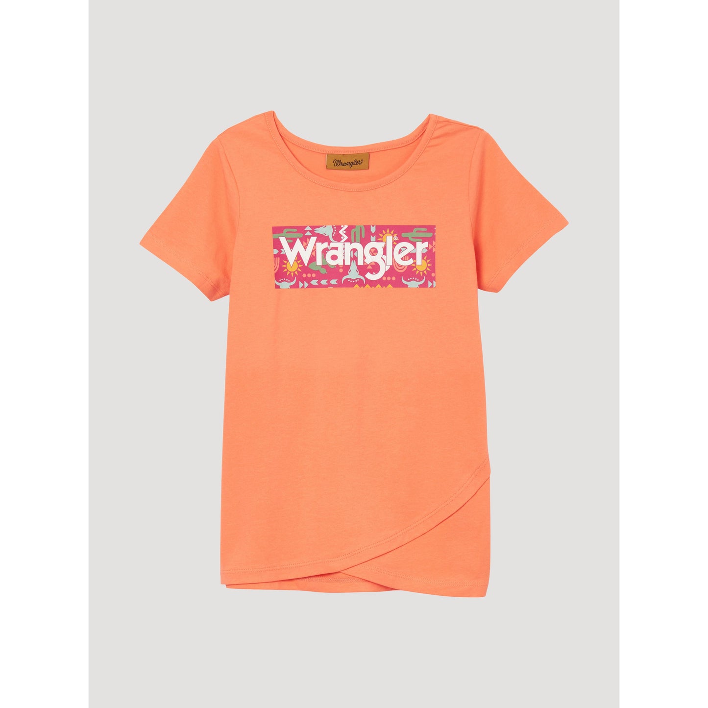 Wrangler Girl's Short Sleeve Graphic Logo Tee - Coral