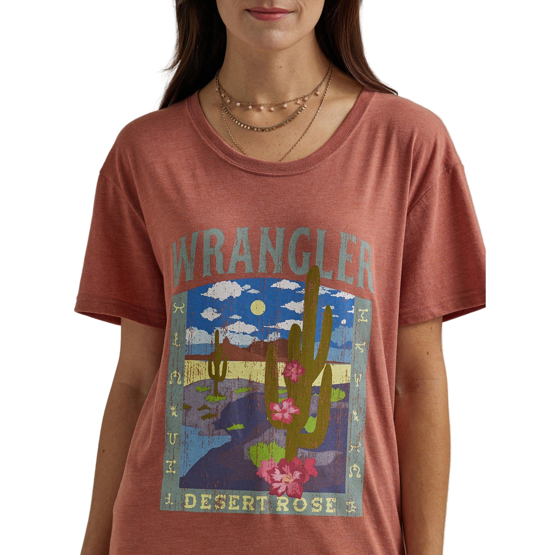 Wrangler Women's Desert Rose Short Sleeve Boyfriend Tee - Rust - Irvine Tack & Western Wear