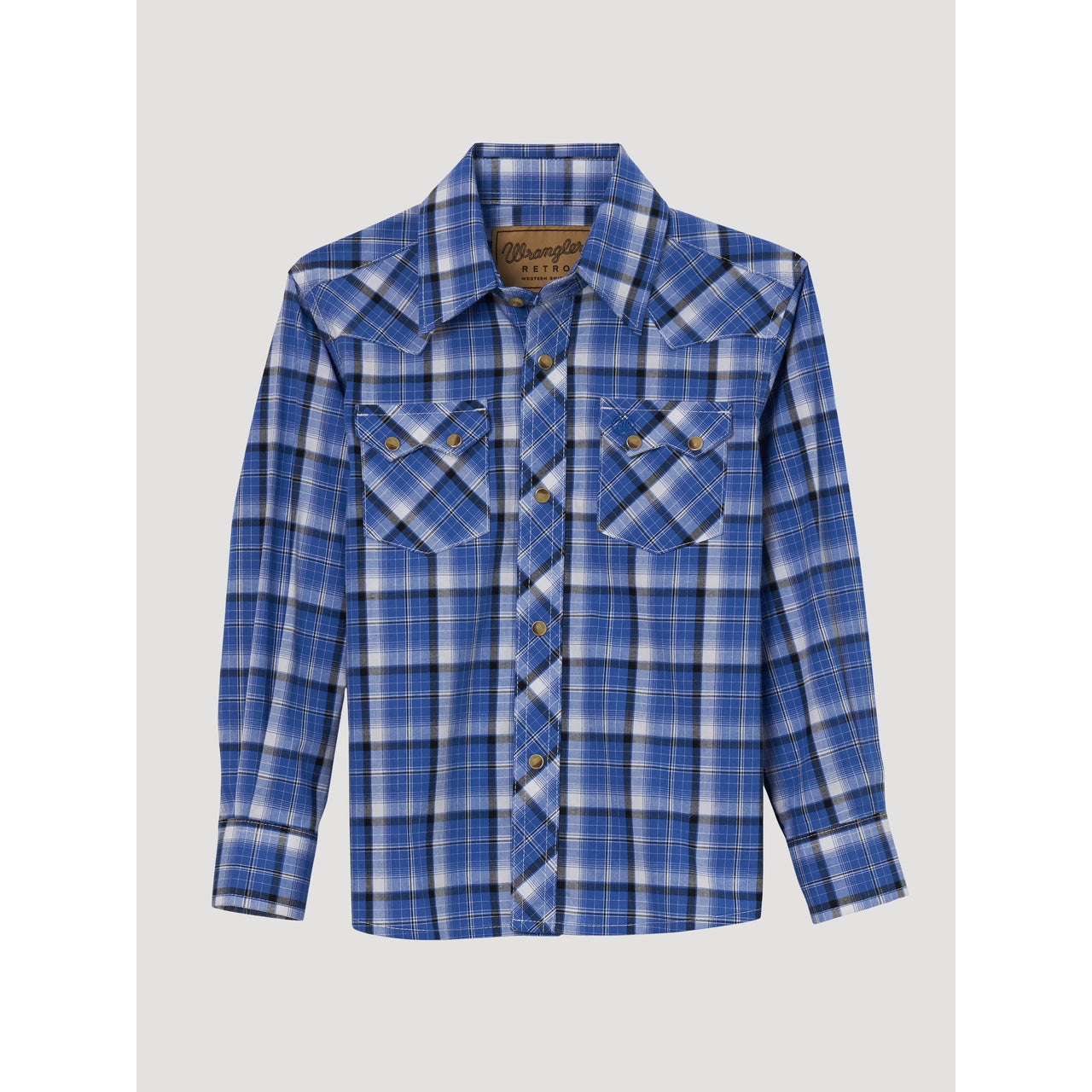 Wrangler Boy's Retro Core Long Sleeve Plaid Shirt - Blue