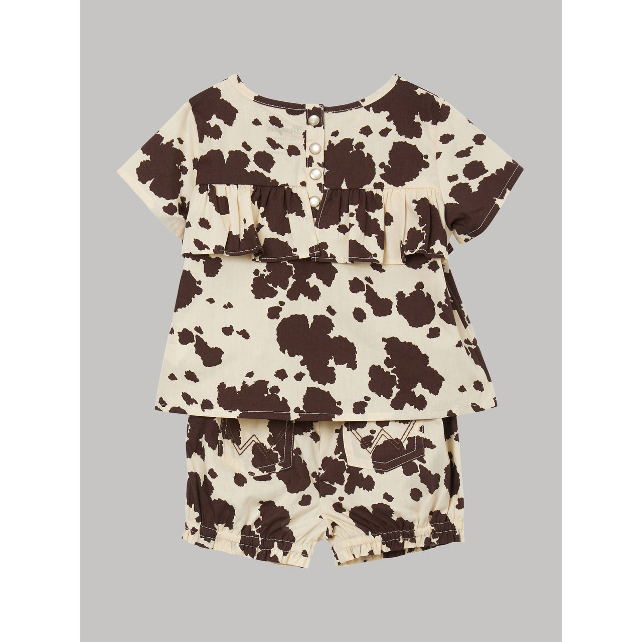 Wrangler Baby Girl Short Sleeve Cow Print Set - Brown