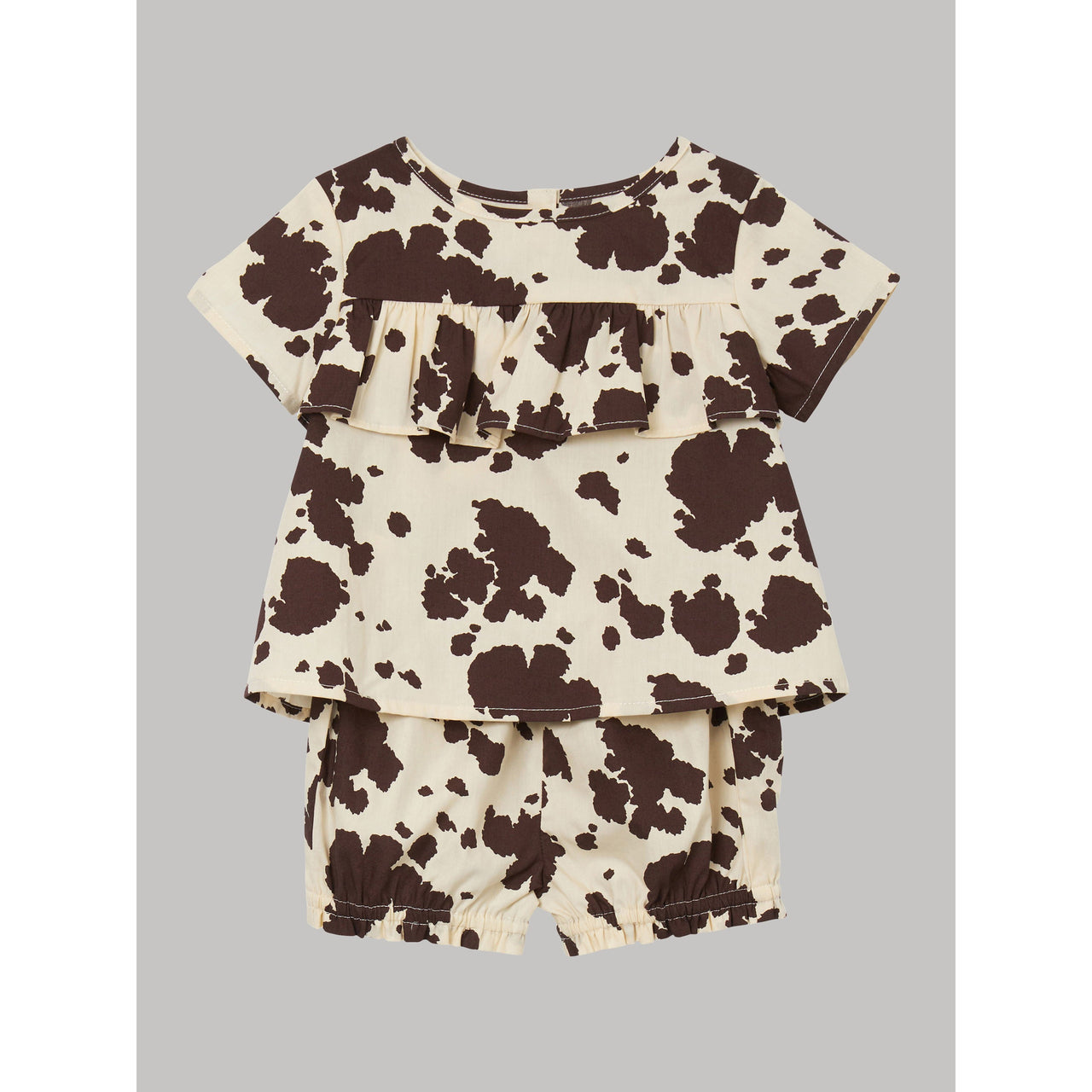 Wrangler Baby Girl Short Sleeve Cow Print Set - Brown