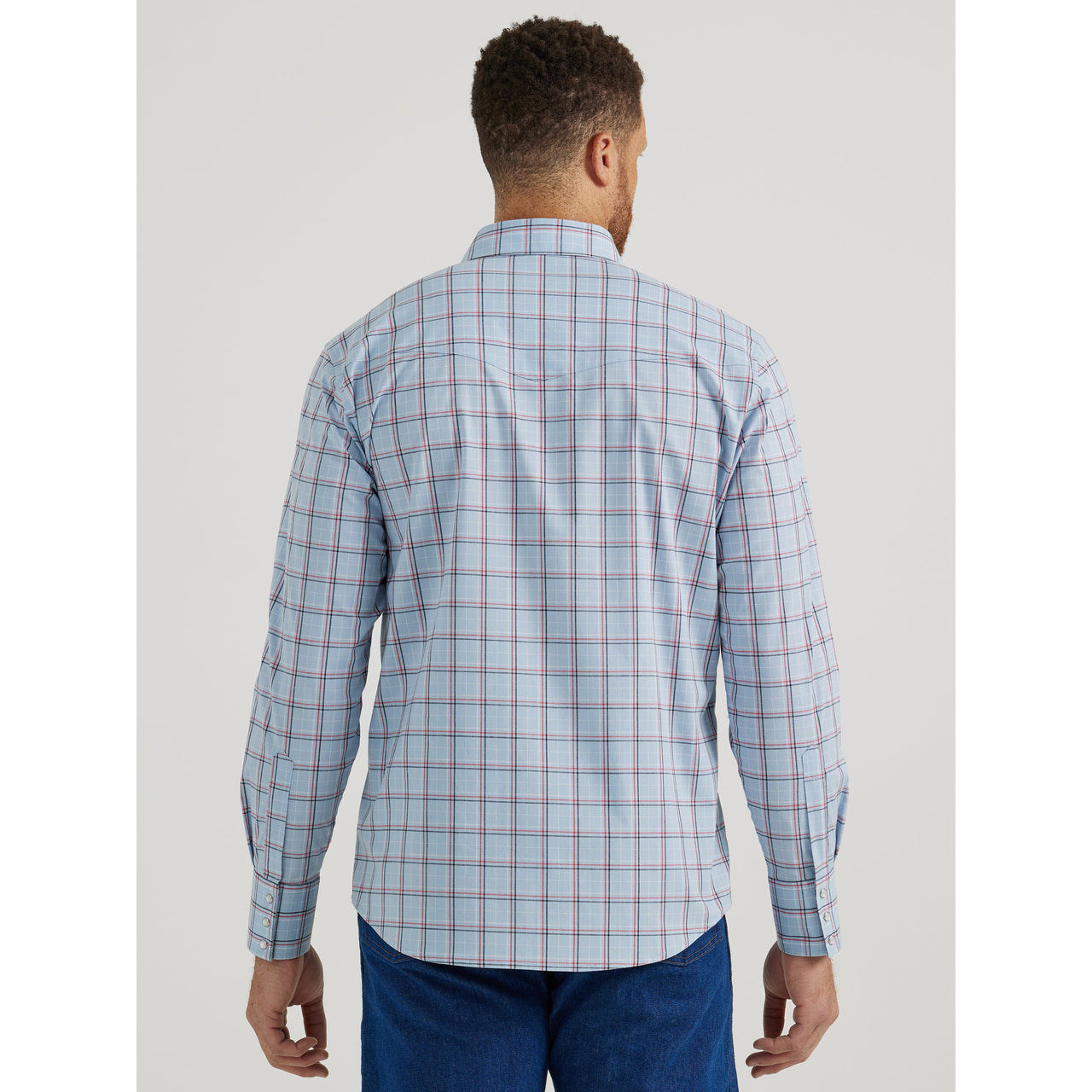 Wrangler Men's Wrinkle Resist Long Sleeve Plaid Shirt - Blue