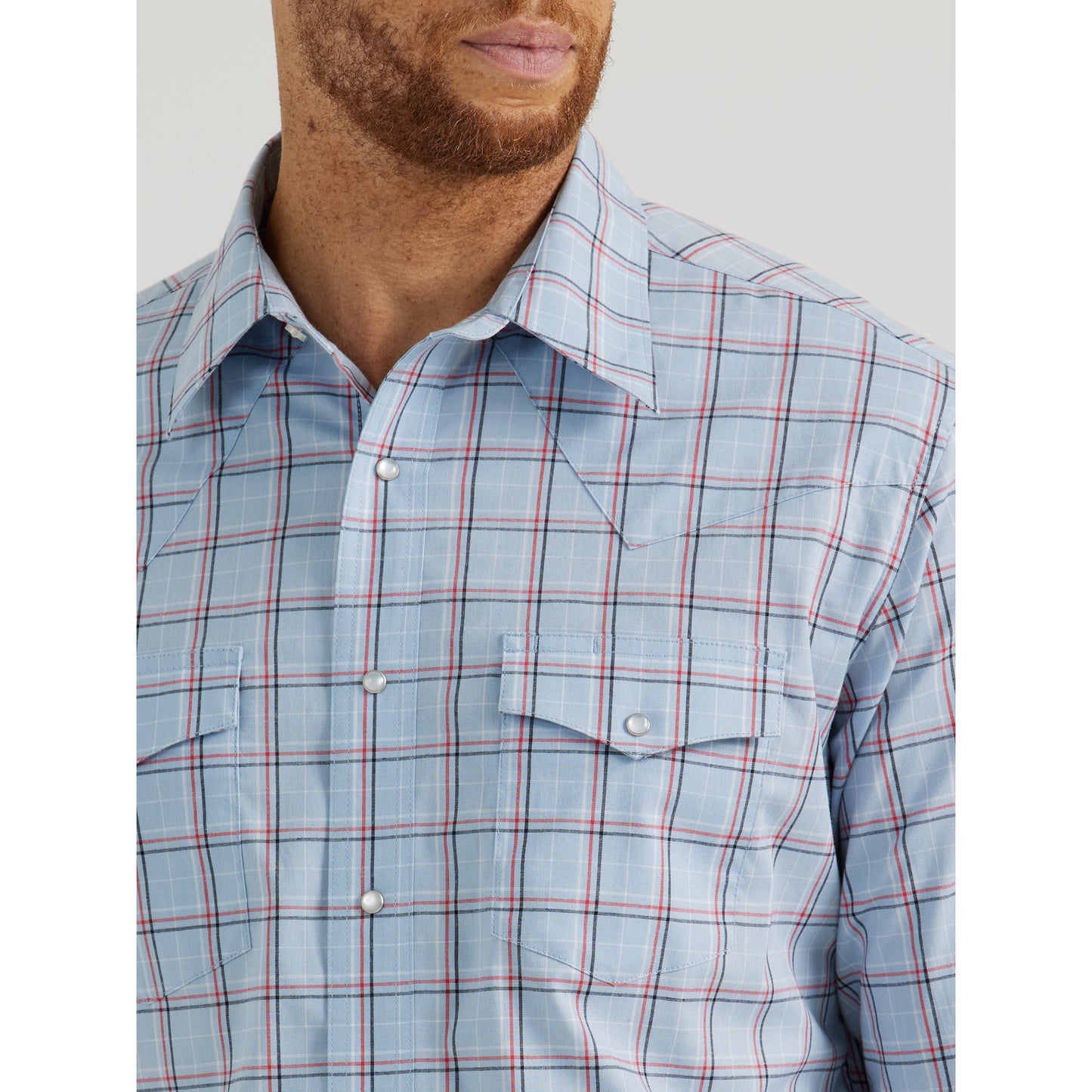 Wrangler Men's Wrinkle Resist Long Sleeve Plaid Shirt - Blue