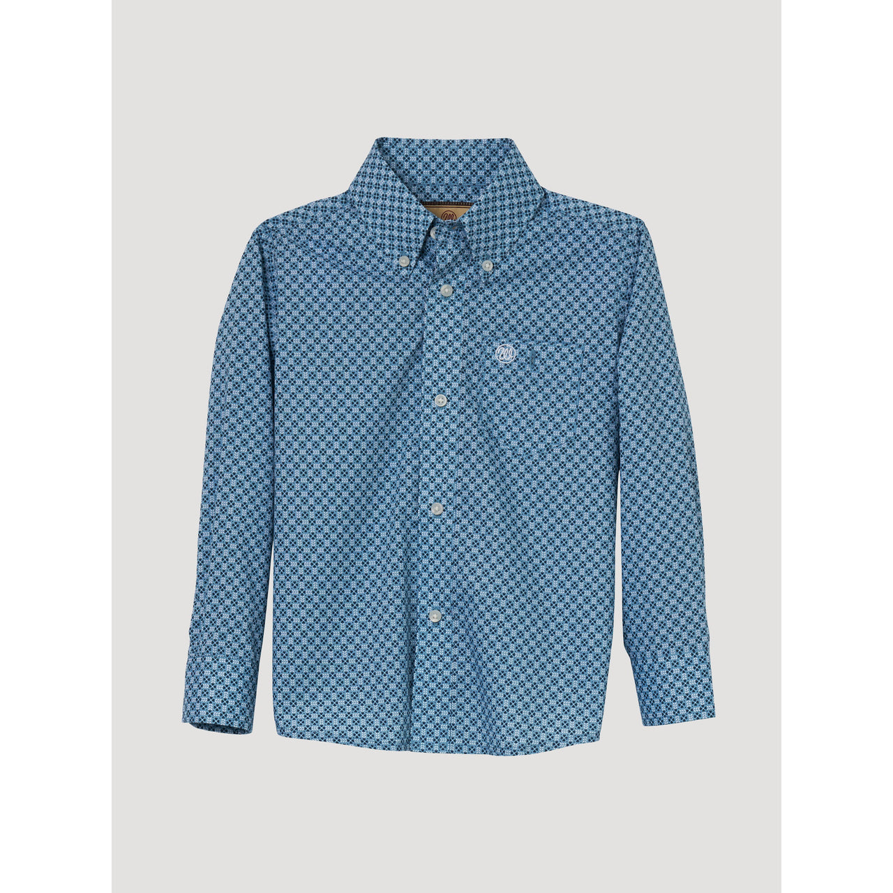 Wrangler Boy's Classic Long Sleeve Geometric Shirt - Blue