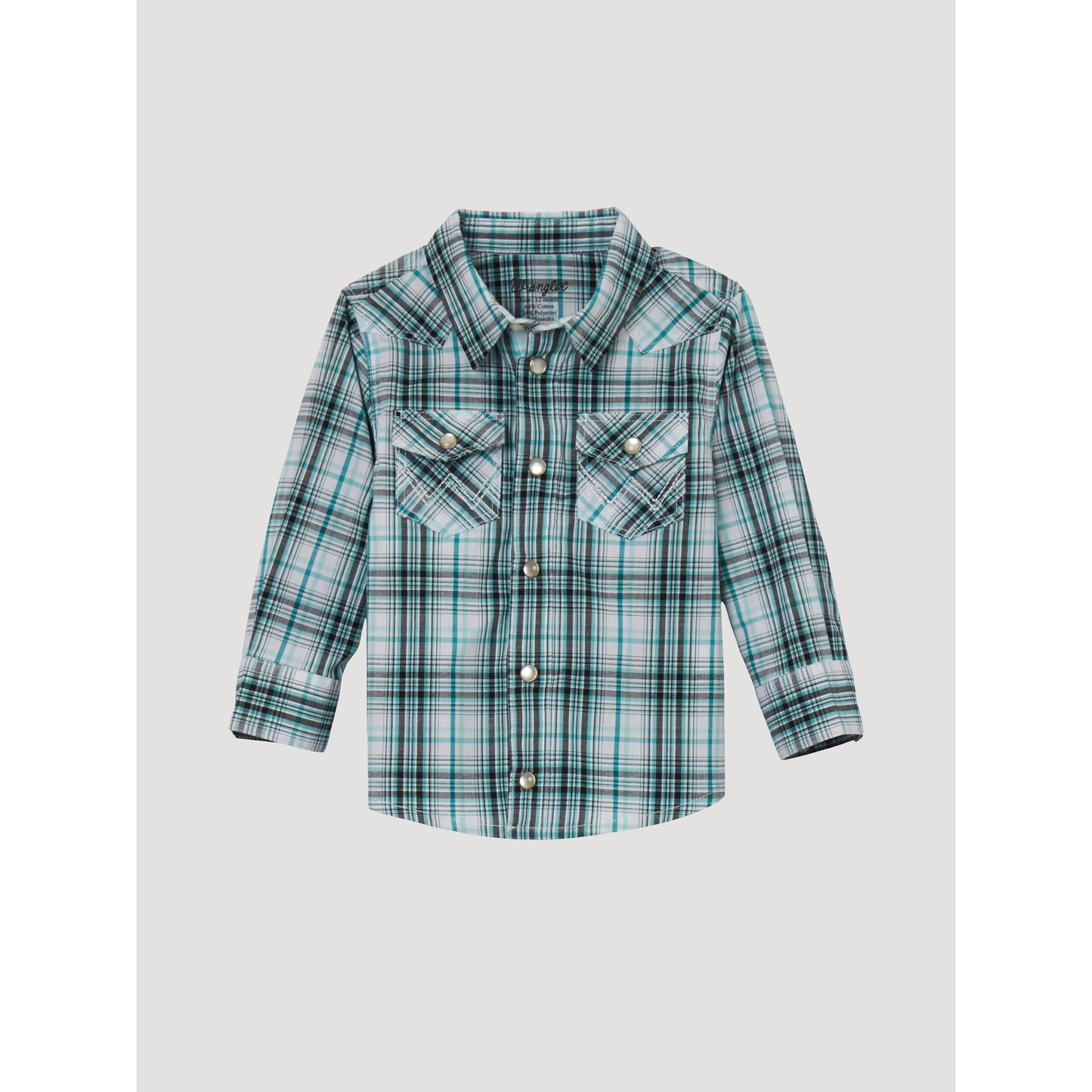 Wrangler Baby Boy Plaid Long Sleeve Shirt - Turquoise