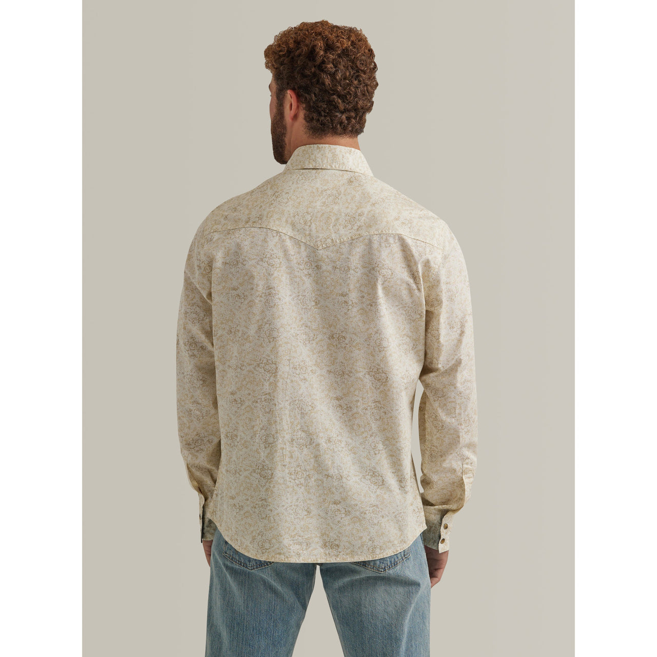 Wrangler Men's Retro Premium Long Sleeve Snap Shirt - Beige