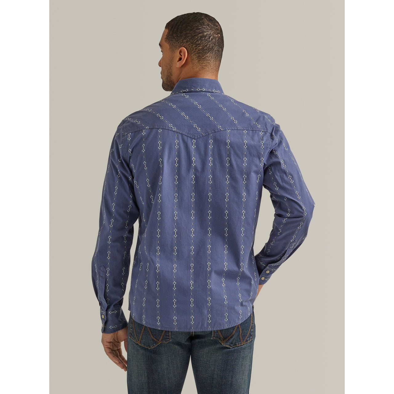 Wrangler Men's Retro Premium Long Sleeve Modern Fit Snap Shirt - Blue