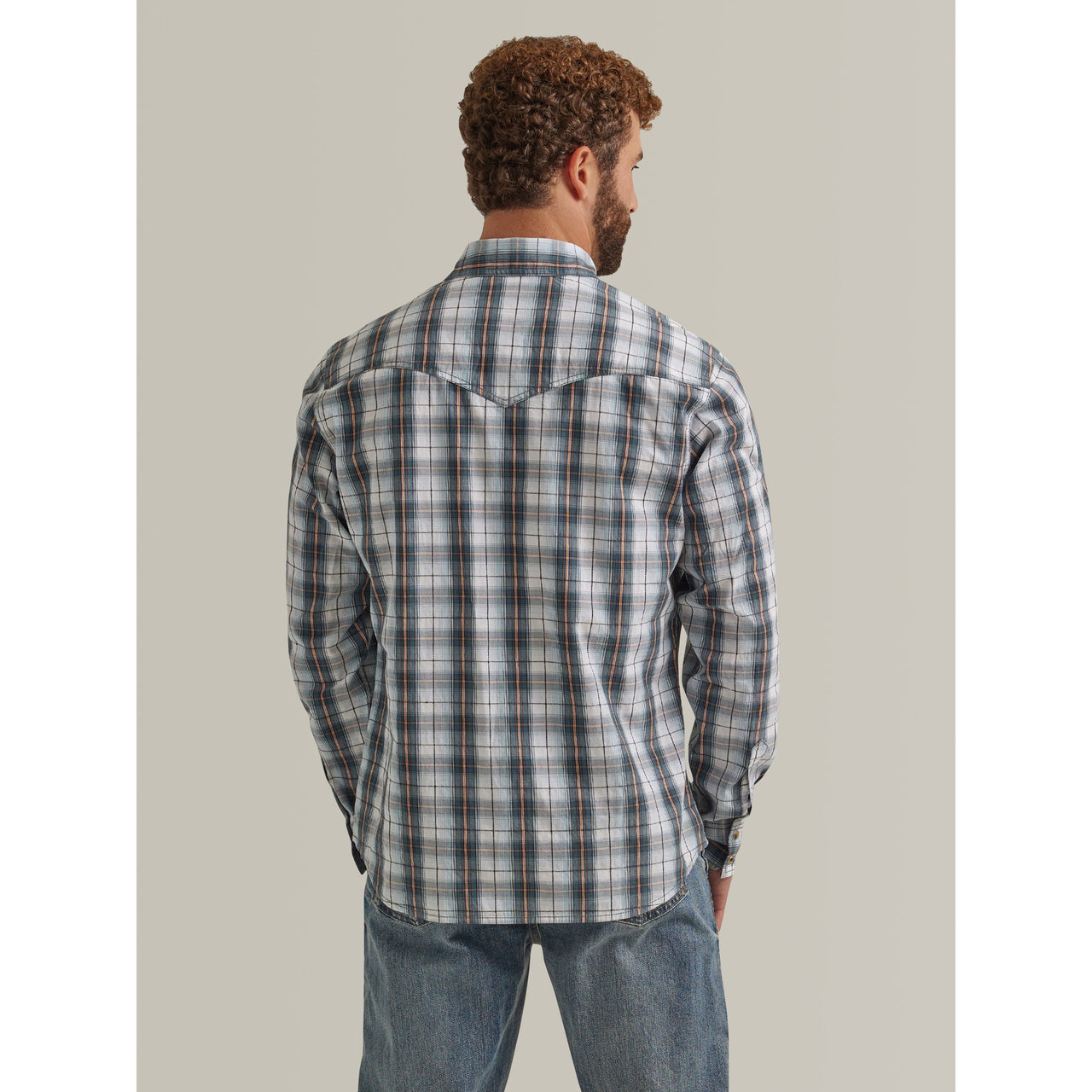 Wrangler Men's Retro Premium Long Sleeve Snap Plaid Shirt - Grey/Green