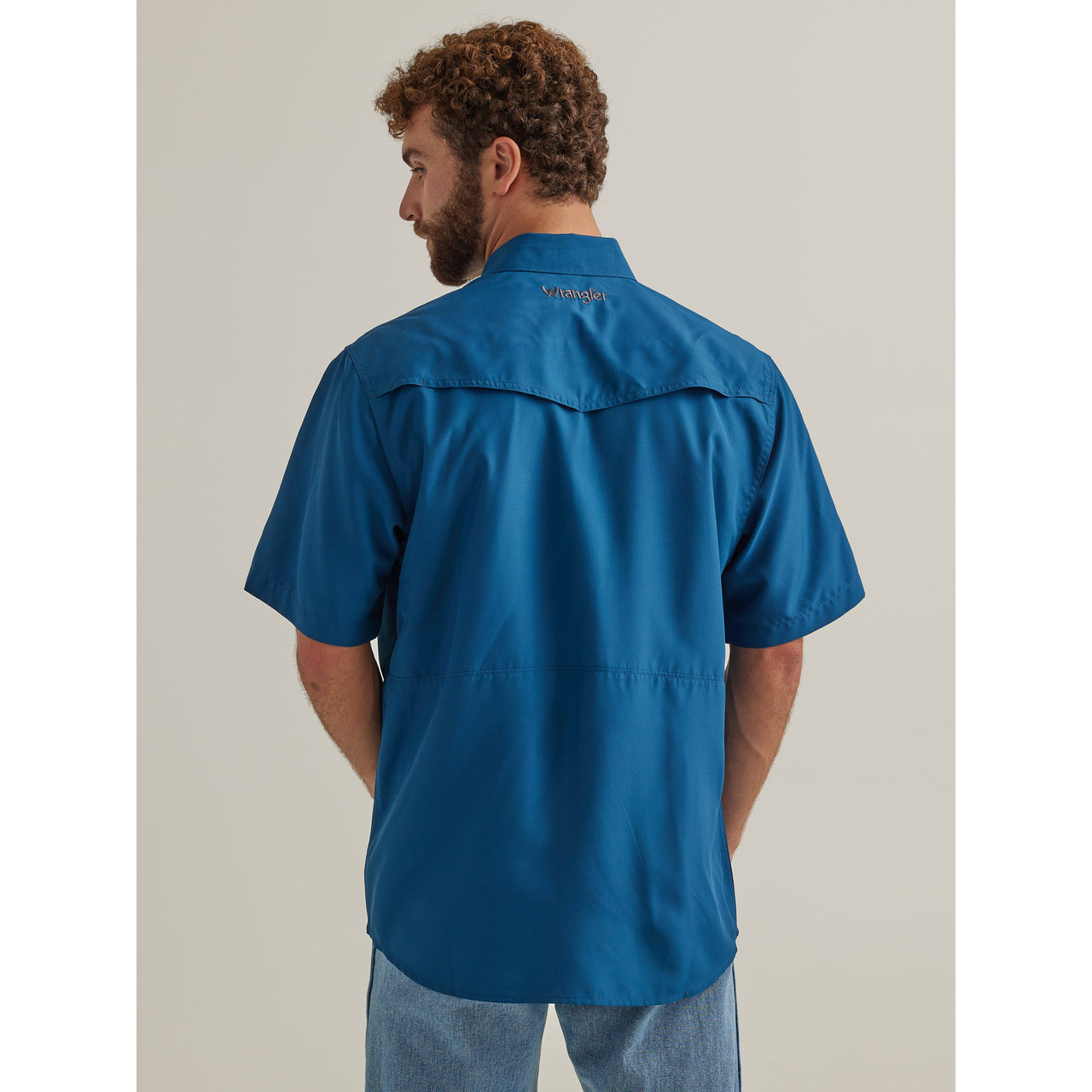 Wrangler Men's Performance Snap Short Sleeve Solid Shirt - Blue