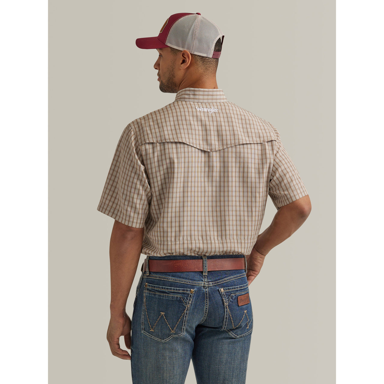 Wrangler Men's Performance Snap Long Sleeve Plaid Shirt - Brown