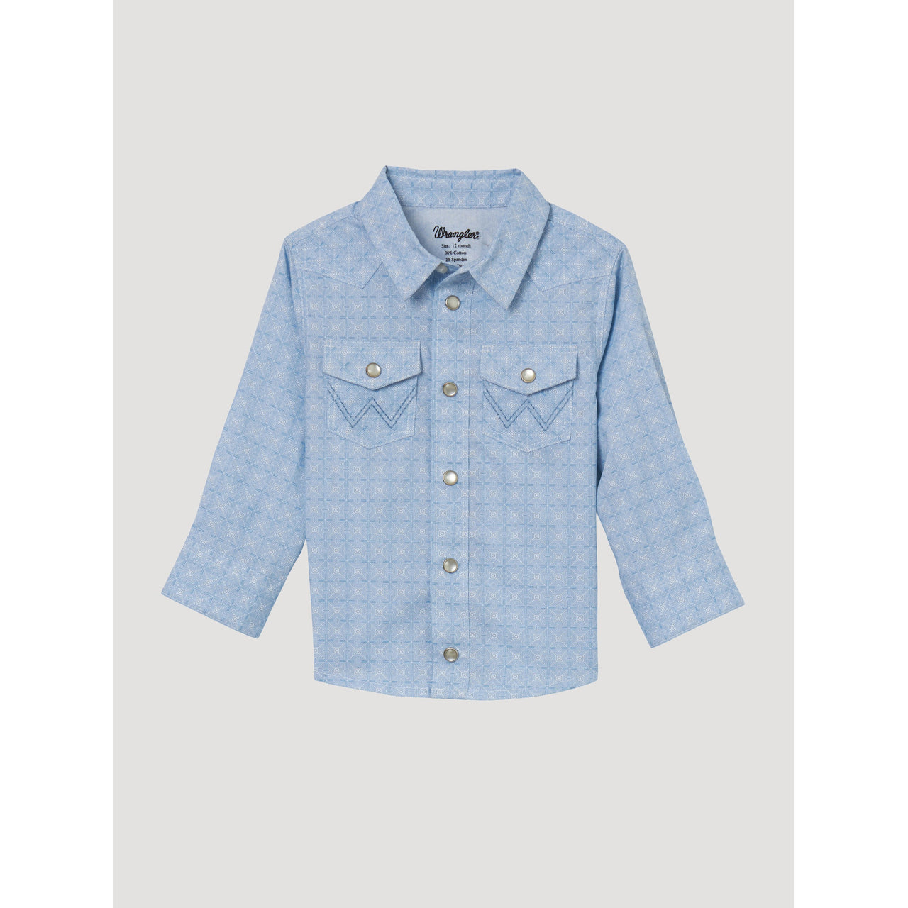 Wrangler Baby Boy's Geometric Long Sleeve Shirt - Light Blue