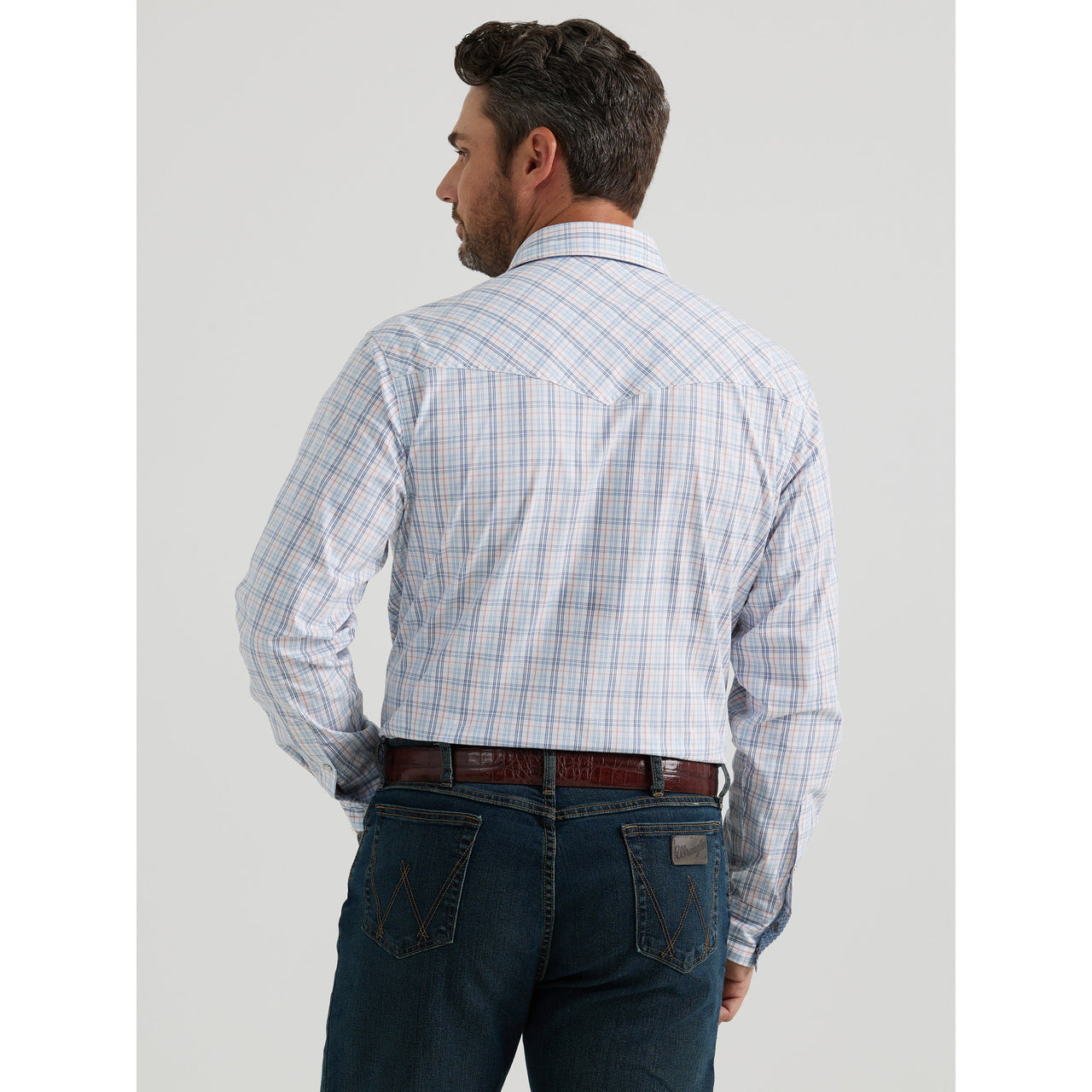 Wrangler Men's 20X Advanced Comfort Long Sleeve Plaid Snap Shirt - White