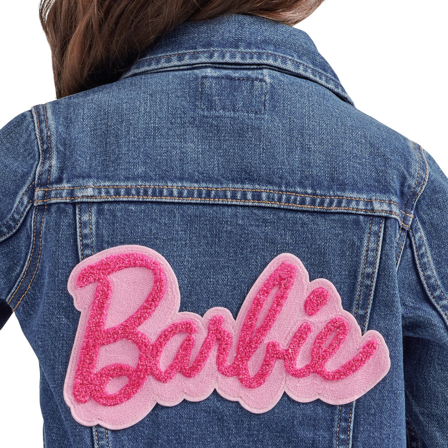 Wrangler X Barbie Girl's Zip Up Denim Jacket - Medium Wash