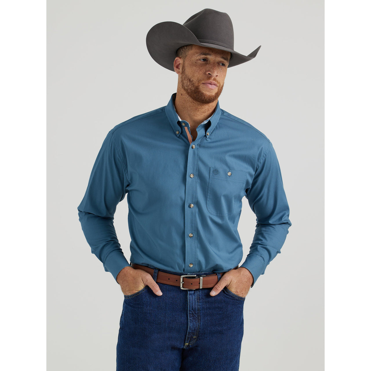 Wrangler Men's George Strait Long Sleeve Shirt - Blue
