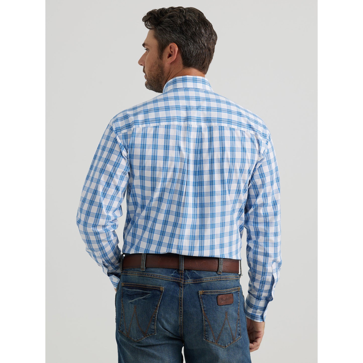 Wrangler Men's George Strait Long Sleeve Plaid Shirt - Blue