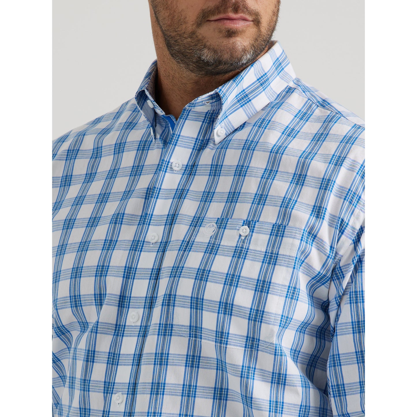 Wrangler Men's George Strait Long Sleeve Plaid Shirt - Blue