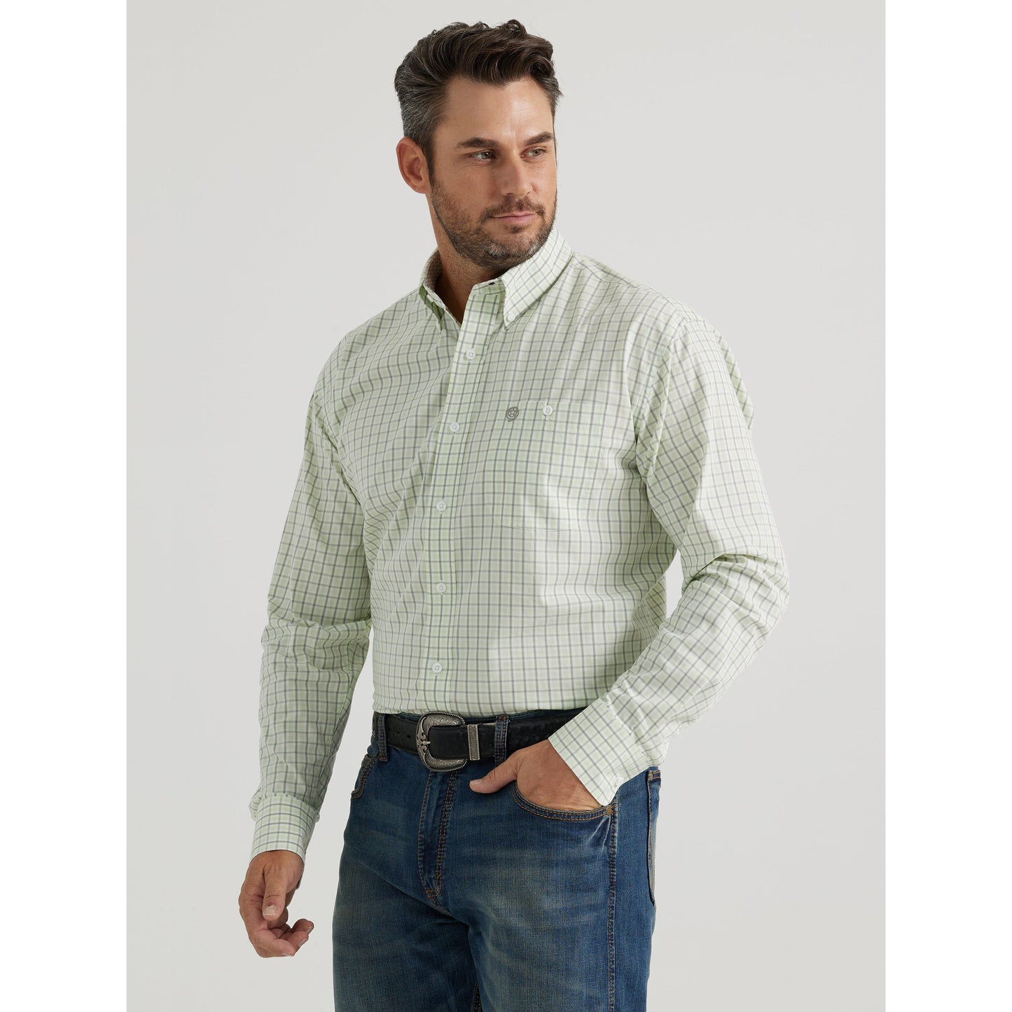 Wrangler Men's George Strait Long Sleeve Shirt - Green