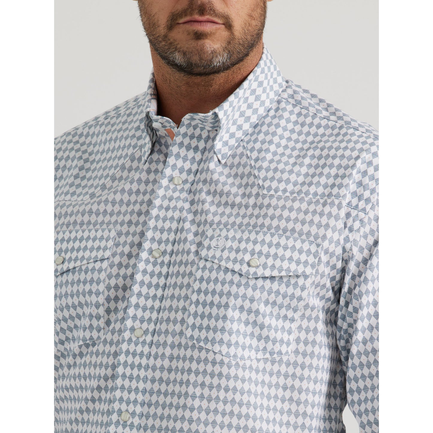 Wrangler Men's George Strait Long Sleeve Geometric Shirt - White