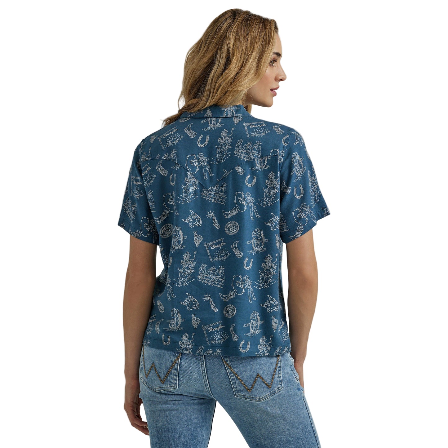 Wrangler Women's Short Sleeve Top - Coconut Floral Cream