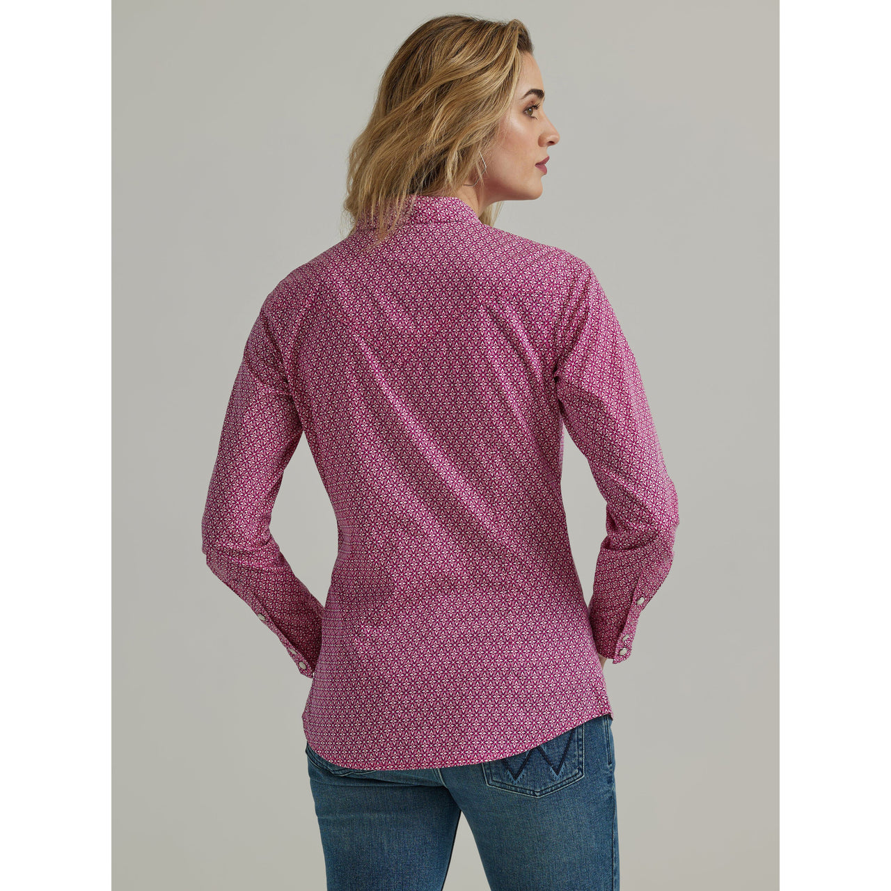 Wrangler Women's Long Sleeve Printed Snap Dress Shirt - Purple