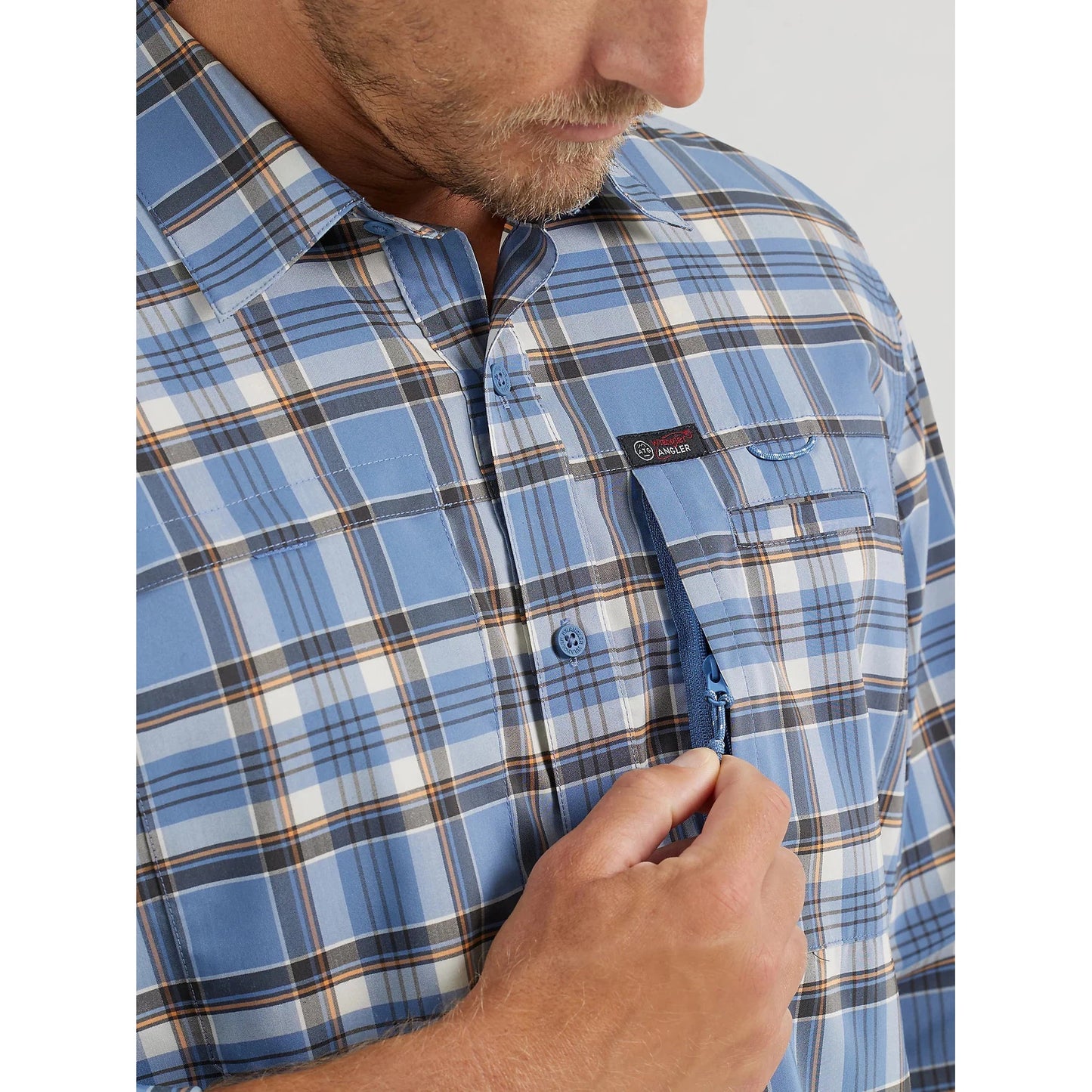 Wrangler Men's ATG Long Sleeve Men's Hike To Fish Plaid -Coronet