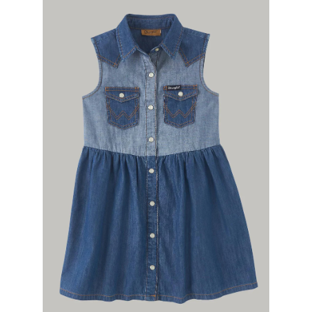 Wrangler Girl's Western Dress - Indigo