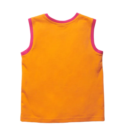 Wrangler Girl's Sleeveless Logo Shirt - Tangerine/Hot Pink