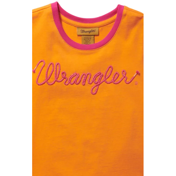 Wrangler Girl's Sleeveless Logo Shirt - Tangerine/Hot Pink