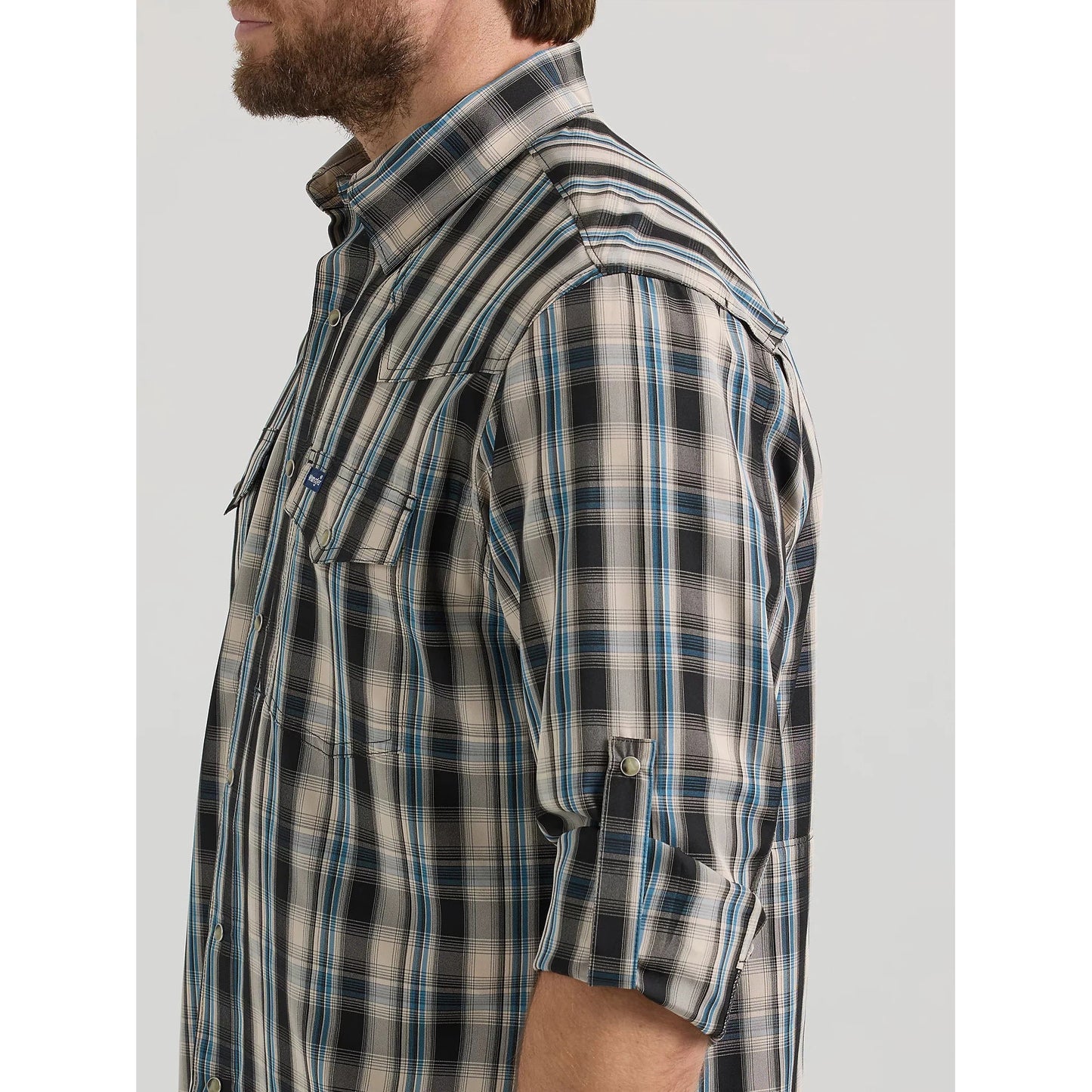 Wrangler Men's Performance Snap Long Sleeve Solid Shirt - Tan Black