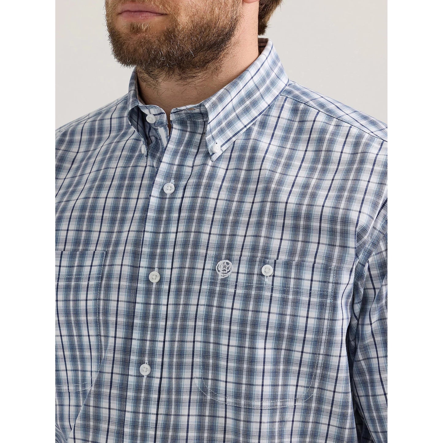Wrangler Men's George Strait Button Down Long Sleeve Shirt - Cloudy Navy