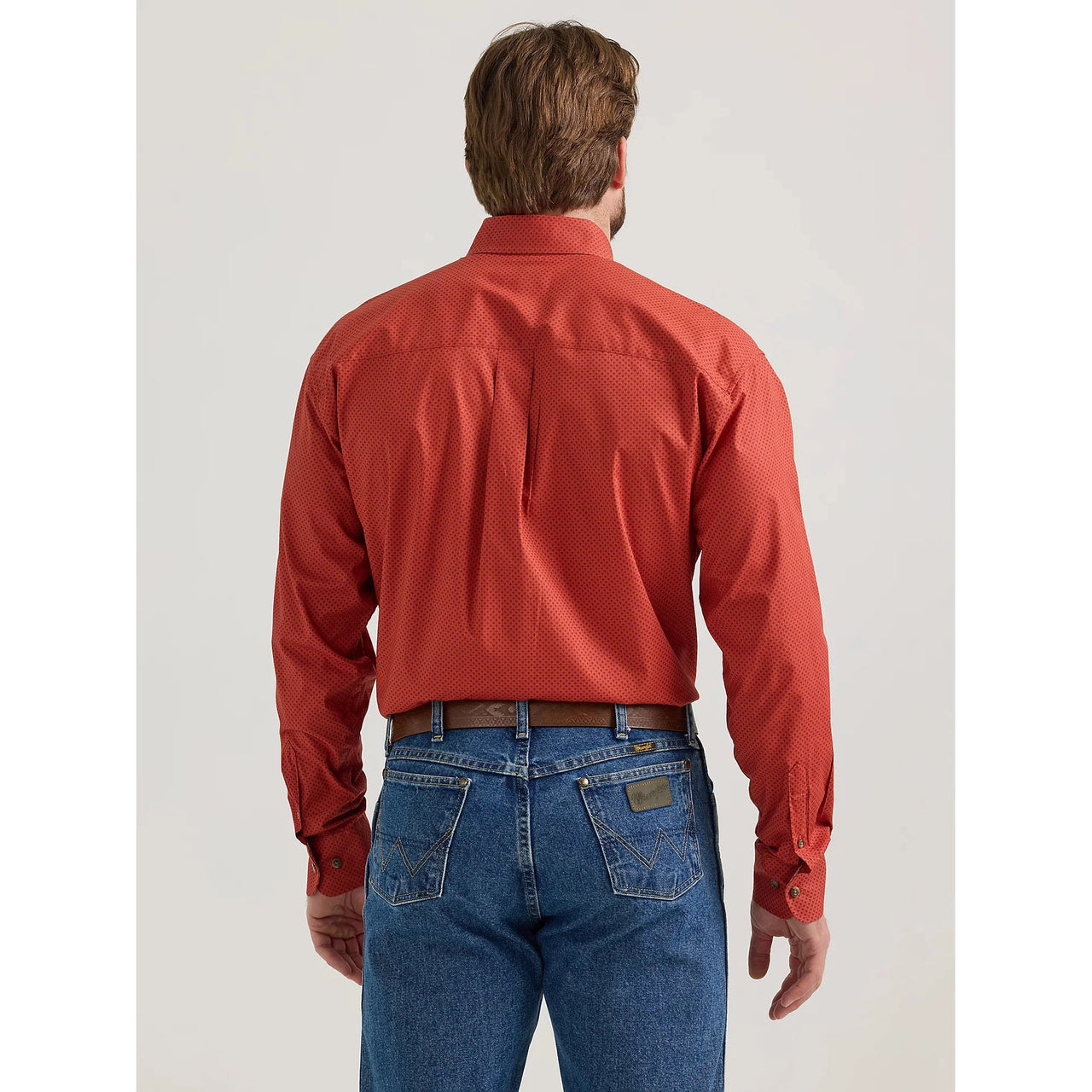 Wrangler Men's George Strait Button Down Long Sleeve Shirt - Scarlet Deco