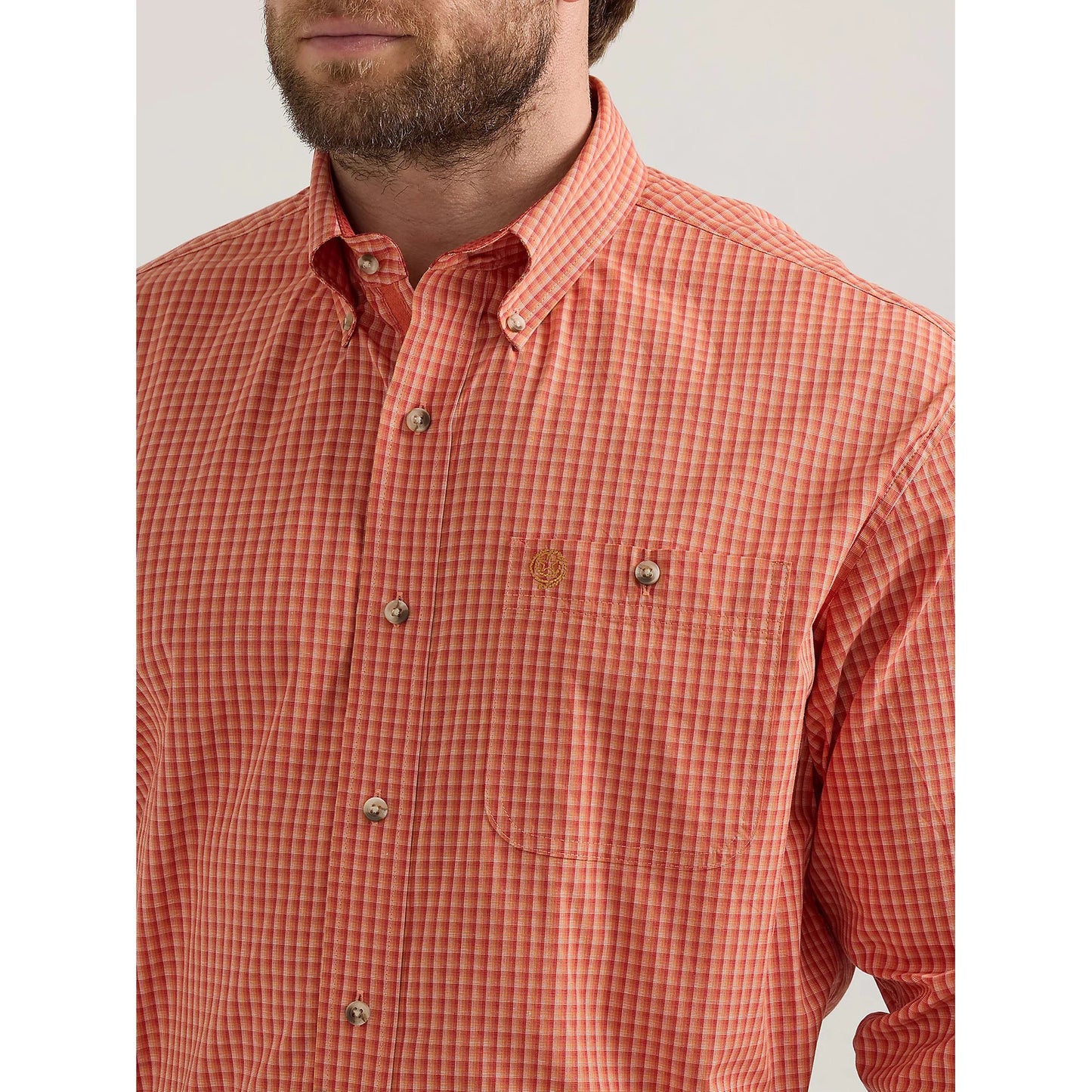 Wrangler Men's George Strait Button Down Long Sleeve Shirt - Sienna Check