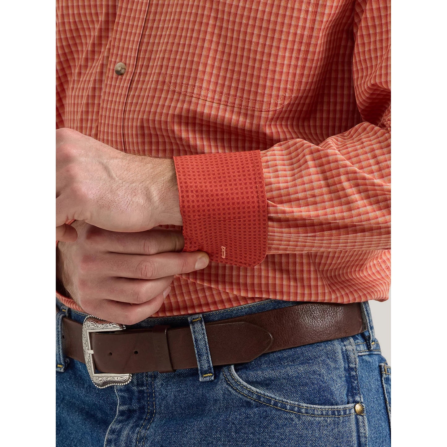 Wrangler Men's George Strait Button Down Long Sleeve Shirt - Sienna Check