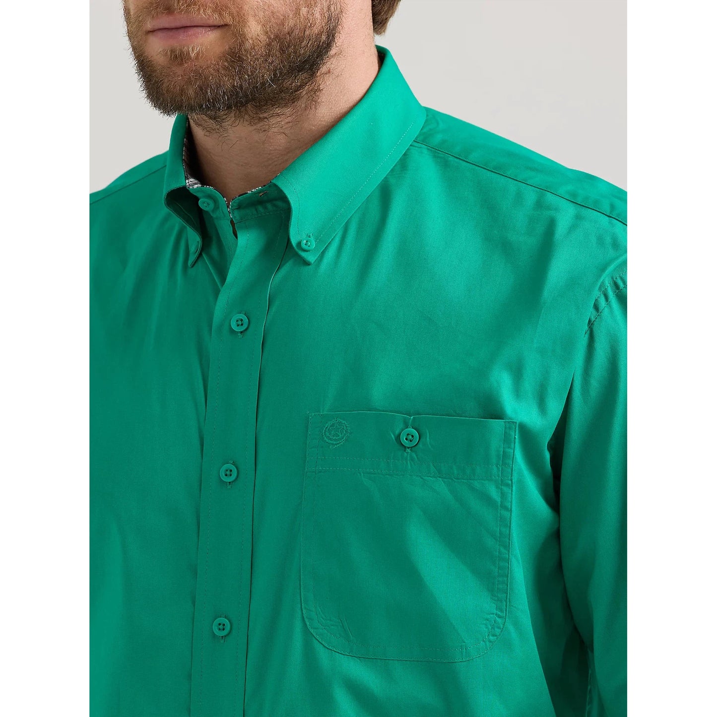Wrangler Men's George Strait Button Down Long Sleeve Shirt - Kelly Green