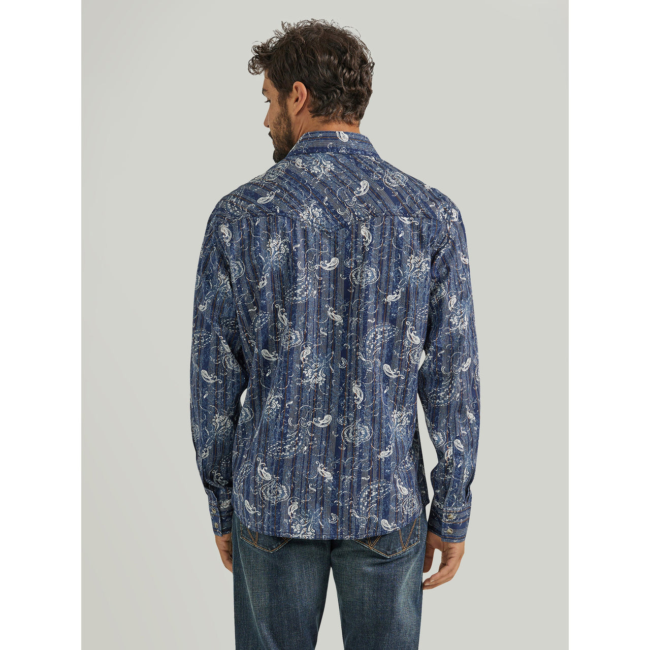 Wrangler Men's Retro Long Sleeve Snap Shirt - Navy