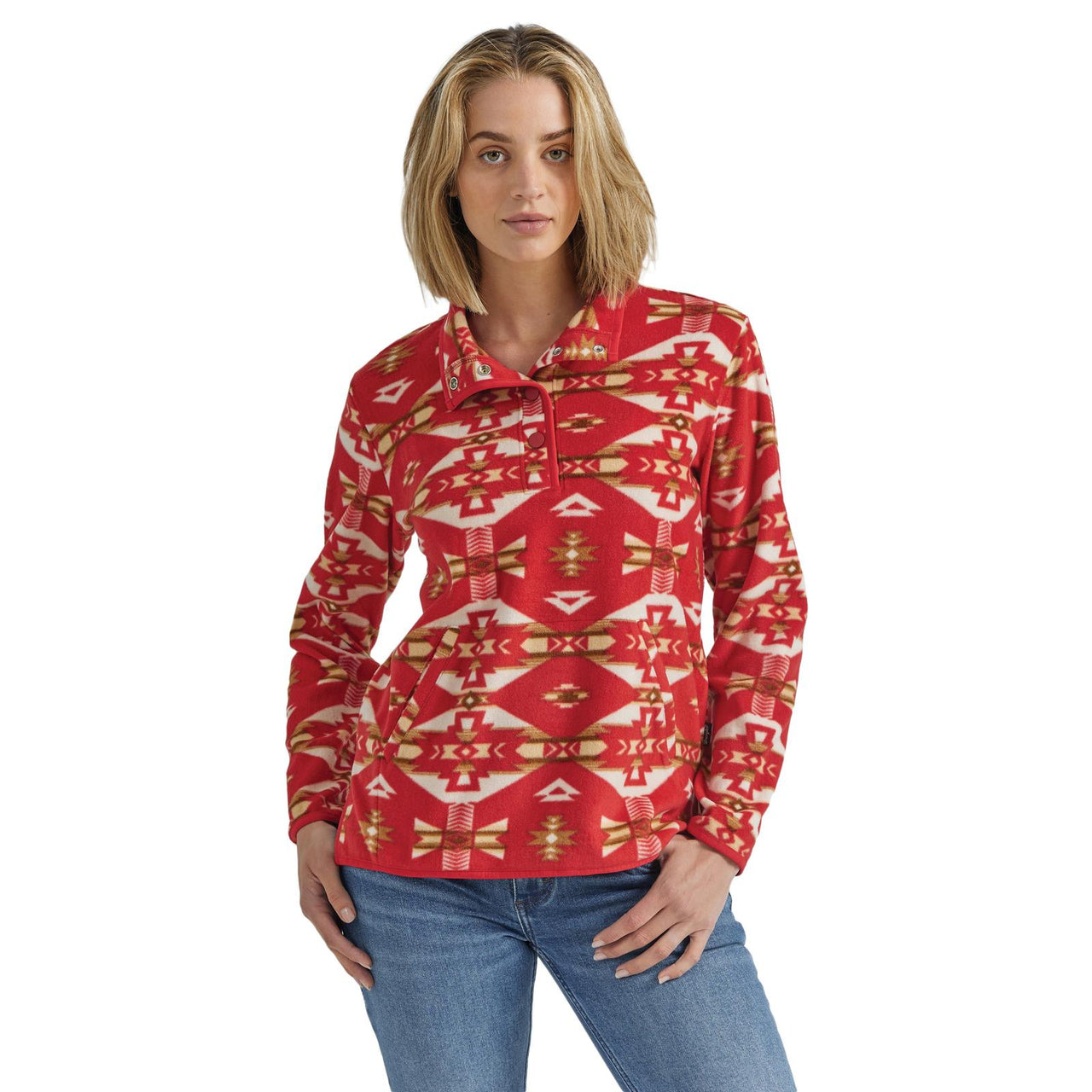 Wrangler Women's Western Vintage Fleece Pullover - Aztec Red