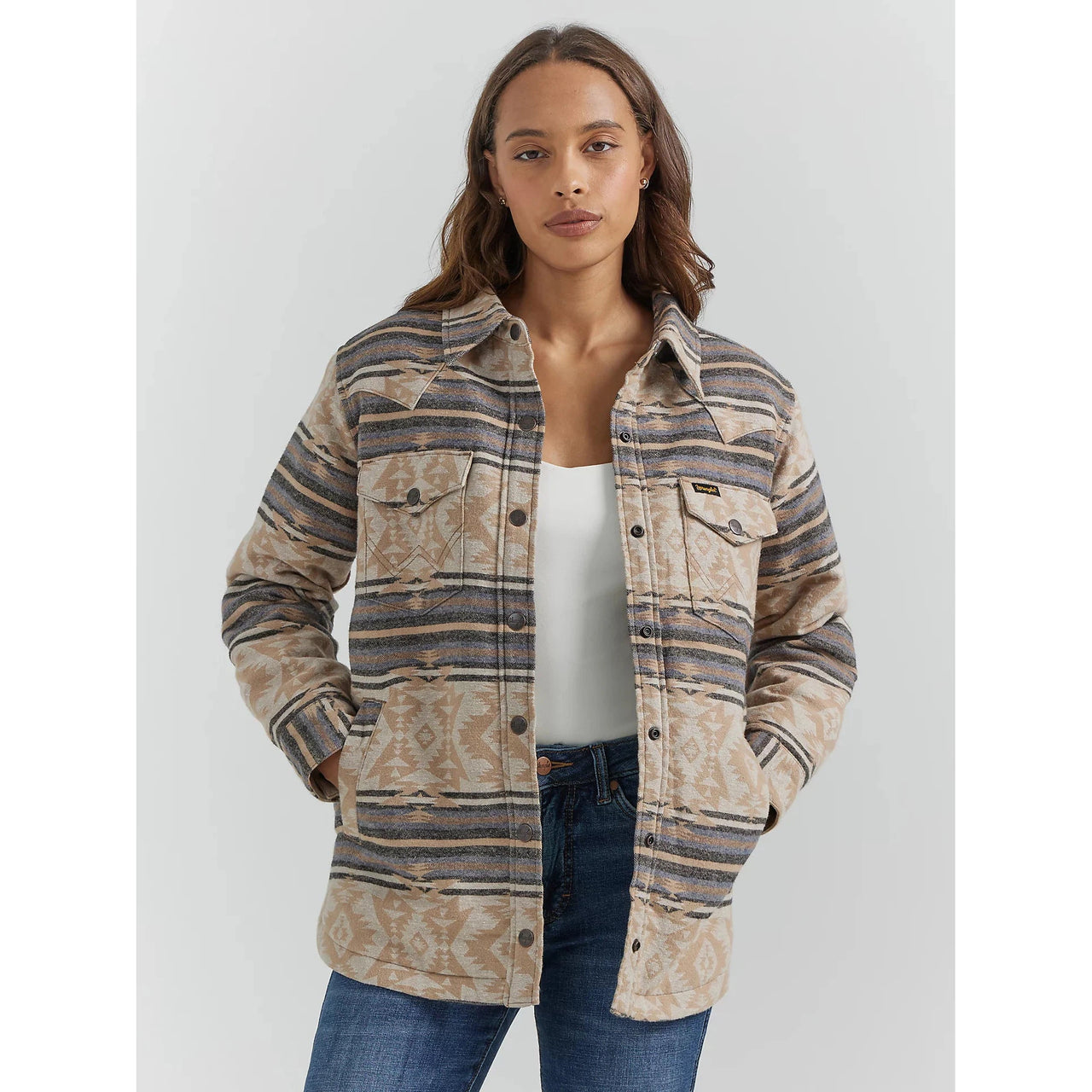 Wrangler Women's FA24 West Aztec Jacket- Doe Stripe