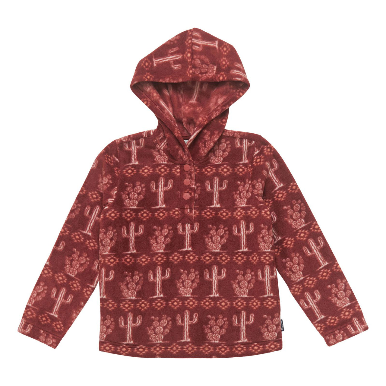 Wrangler Girl's Cactus Print Hoodie - Burgundy