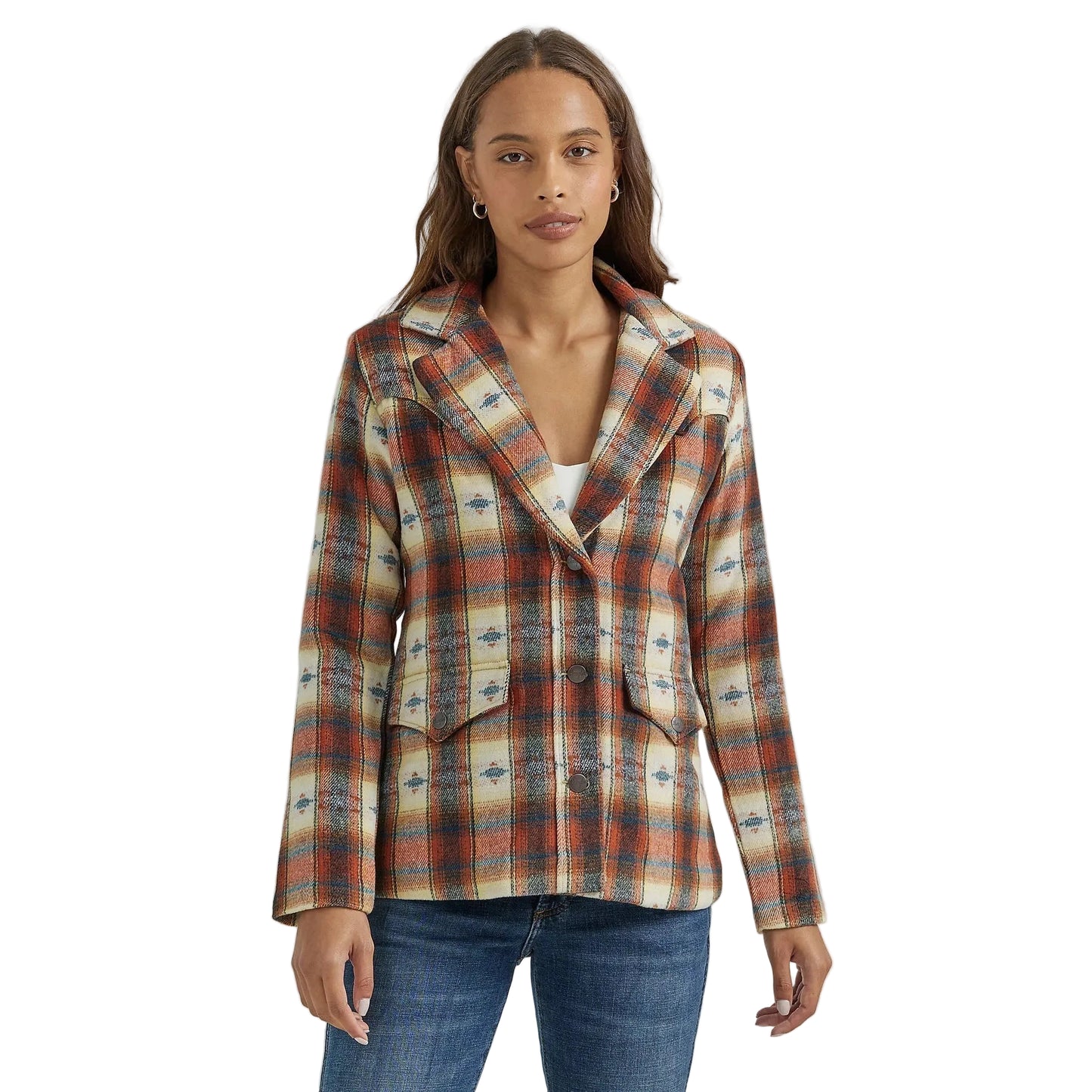 Wrangler Women's Western Blazer Coat Plaid - Multi