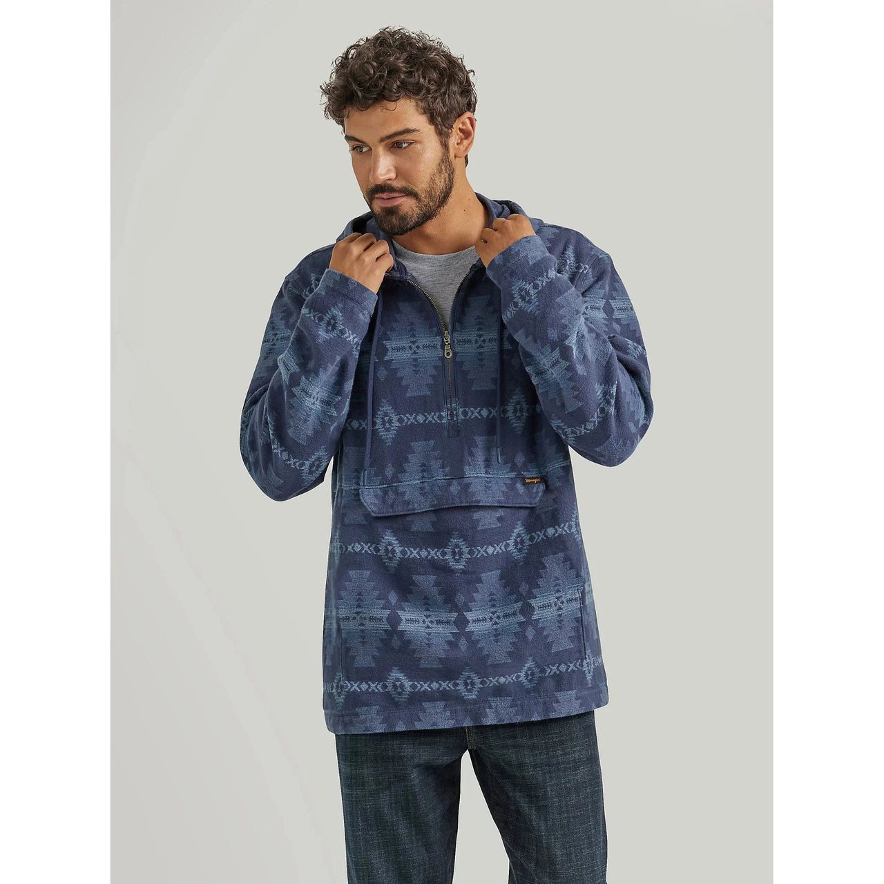 Wrangler Men's Long Sleeve Hooded Popover Jacket - Sapphire Way