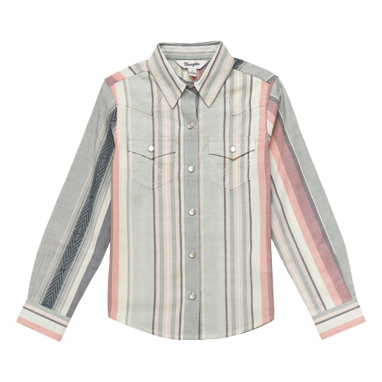 Wrangler Girl's Long Sleeve Western Top - Turquoise Multi - Irvine Tack & Western Wear