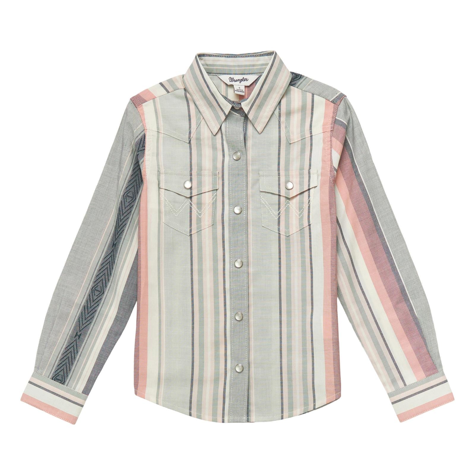 Wrangler Girl's Long Sleeve Western Top - Turquoise Multi - Irvine Tack & Western Wear