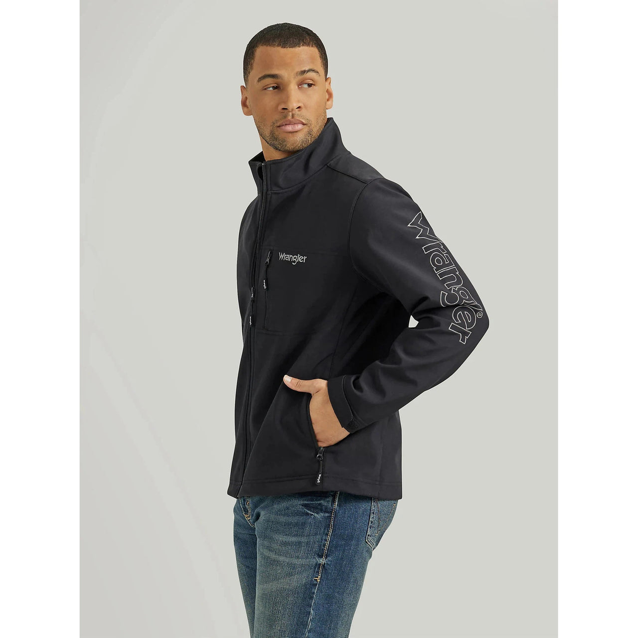 Wrangler Men's Long Sleeve Trail Jacket- Black