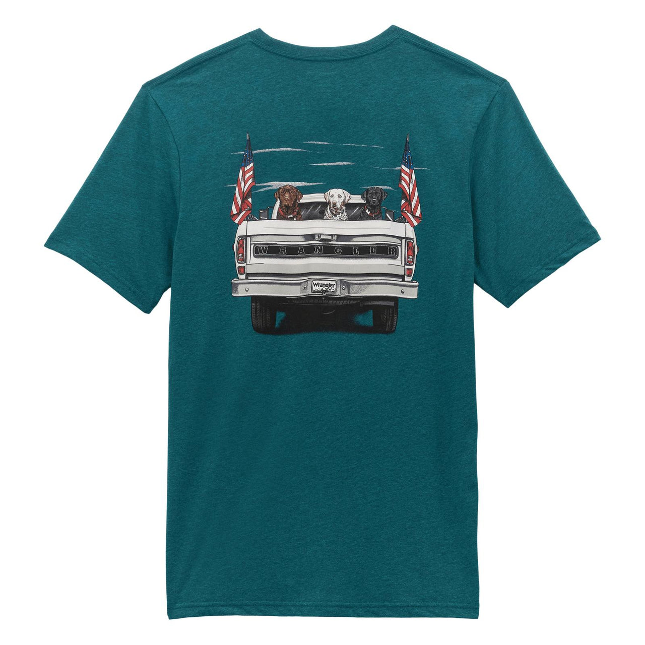 Wrangler Men's Tailgating Dogs Graphic T-Shirt - Cyan Pepper Heather