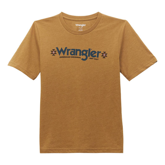 Wrangler Boy's Wrangler Logo Tee Shirt -Bistre Heather