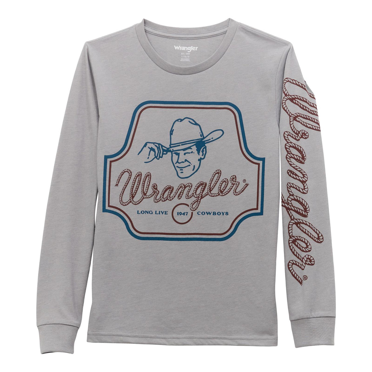 Wrangler Boy's Cowboy Wink Long Sleeve Shirt - Ultimate Grey Heather